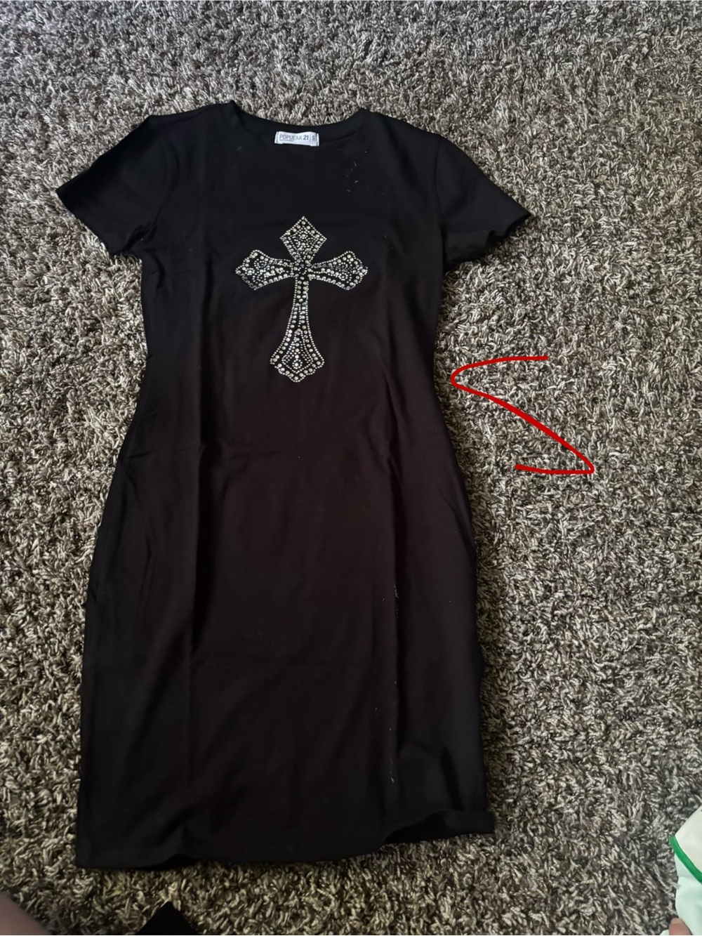 Black Studded Cross Mini Dress - Women